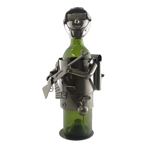 Charcoal WINE BODIES ZB1260 Army Soilder Metal Wine Bottle Holder